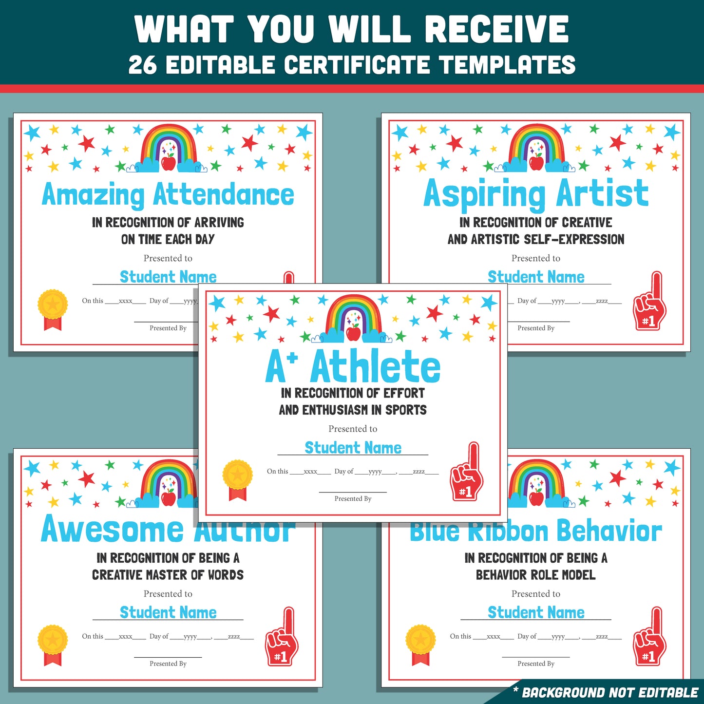 Preschool End of the Year Awards, Editable Recognition Certificates, 26 Printable Student Honors, Low Prep Classroom Celebration Materials