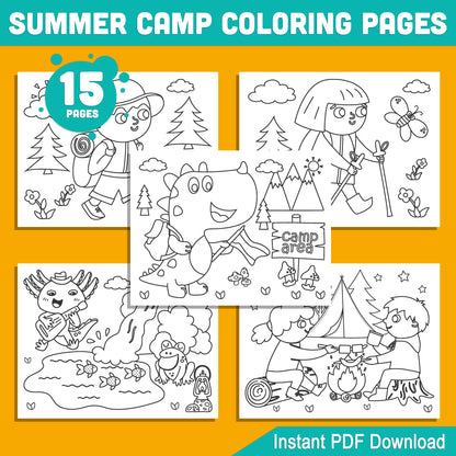 15 Exciting Summer Camp Coloring Pages for Kids – Camping-Themed Fun for Preschool & Kindergarten – Instant PDF Download