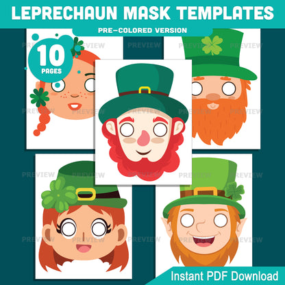 Leprechaun Mask Craft for Kids, Leprechaun Mask Templates for St. Patrick’s Day, Printable Craft for Classroom and Home