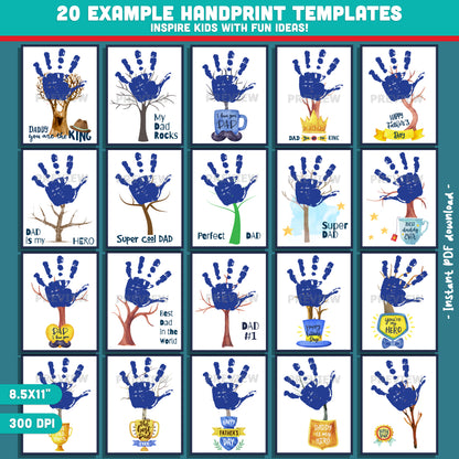 Printable Father’s Day Handprint Tree Crafts – 40 Pages for Kids to Create a Special Gift for Dad with Handprint Templates & Blank Pages