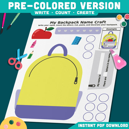 Back to School Backpack Craft, Classroom Display Activity, School Readiness Project, Printable PDF Resource