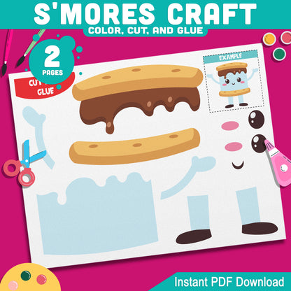 Build a S'more Craft, Outdoor Adventure Resource, Marshmallow Snack Project, Seasonal Scissor Skills PDF