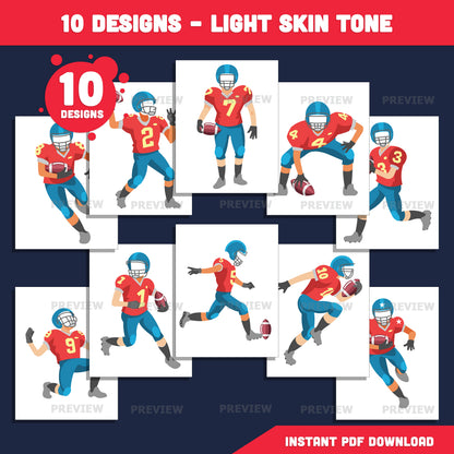 American Football Player Add Your Own Face Craft, Football Player Body Templates, Sports Photo Insert Activity, 10 Designs, Coloring Version Included