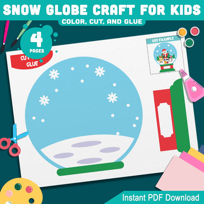 Snow Globe Craft Ornament Template – Fun Color, Cut, and Glue Activity for Kids’ Winter Bulletin Boards or Parent Gifts, PDF Download Today!