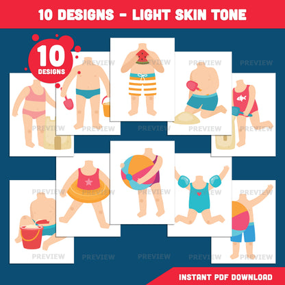 Add Your Own Face Beach Craft for Kids, Summer Cut and Paste Activity, Beach Photo Templates, Bulletin Board Display Craft, Coloring Included
