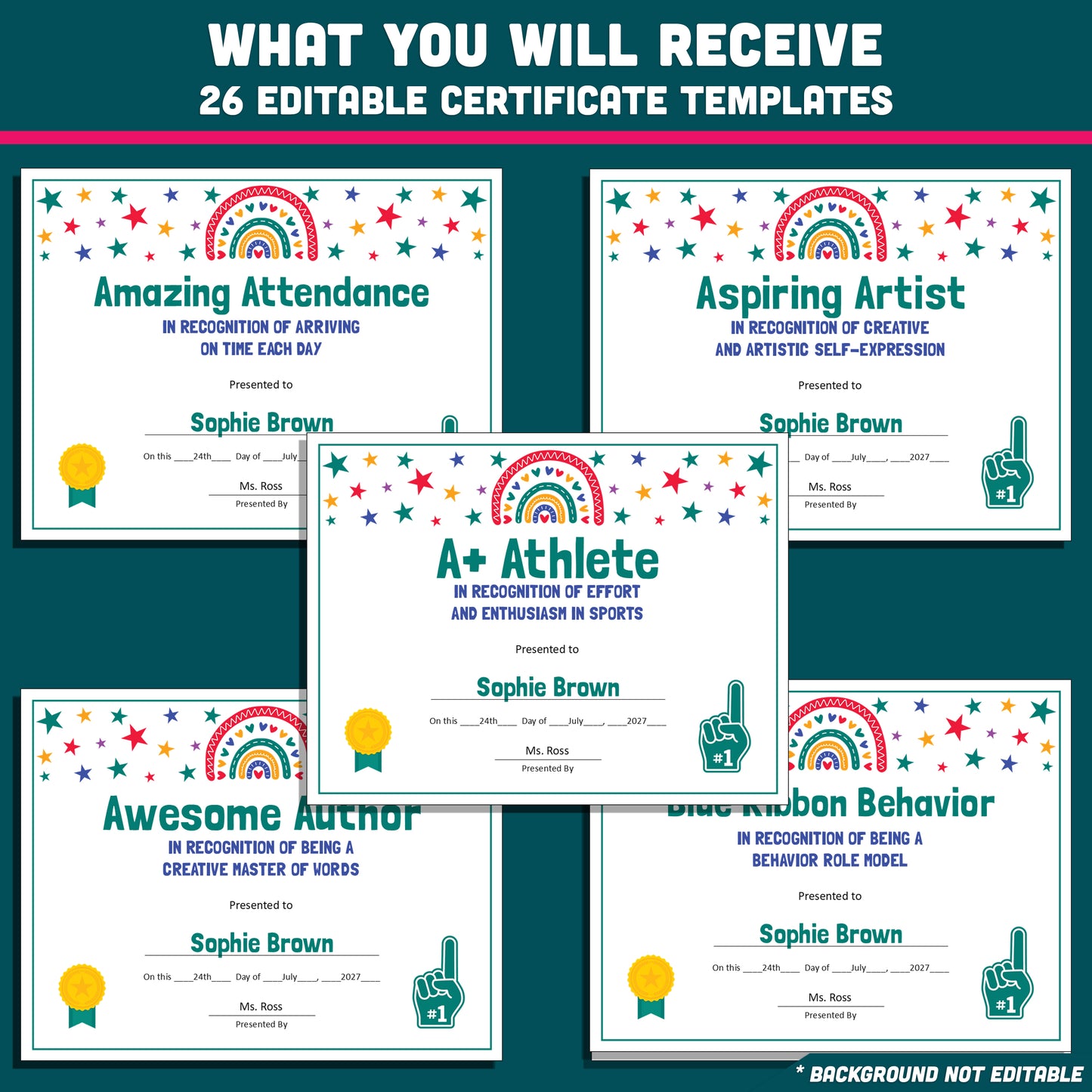 Personalized Student Awards, Printable Student Superlatives, 26 Editable Classroom Recognition Templates, PowerPoint Set