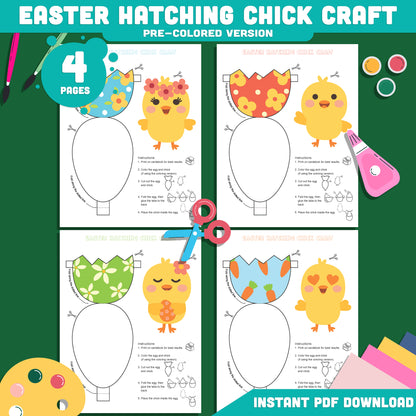 Easter Chick Hatching Craft Activity, Easter Hatching Chick Paper Craft for Kids, Spring Easter Egg Cut and Paste Craft, Printable Template