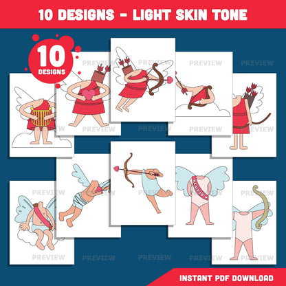 Cupid Add Your Photo Templates, Valentine Cut & Paste Add Your Own Face Craft, Bulletin Board Displays, 10 Unique Designs, Coloring Version Included