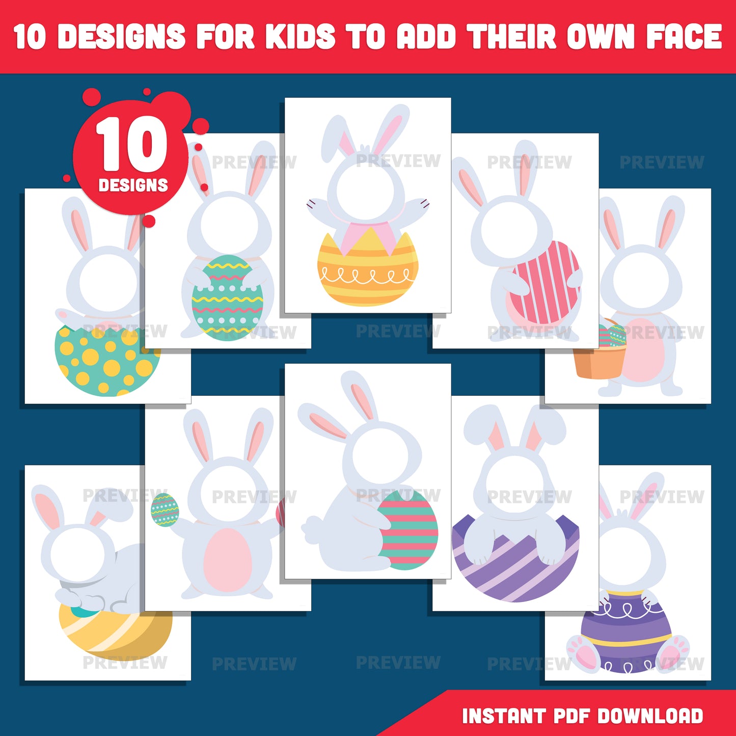 Bunny Body Templates for Kids | Easter Bunny Body Templates – Spring Add Your Own Face Craft, Coloring Version Included