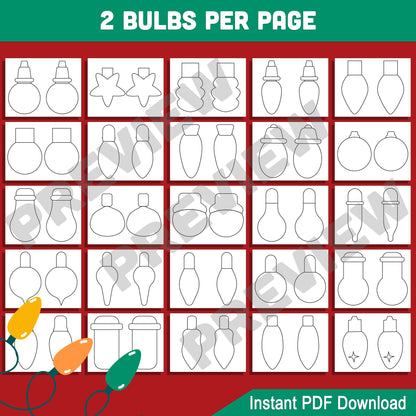 Christmas Light Bulb Craft Activities: 60 Pages with 2 and 4 Bulbs Per Page, Light Strings, Coloring Fun, Cut-Outs, and Holiday Creativity