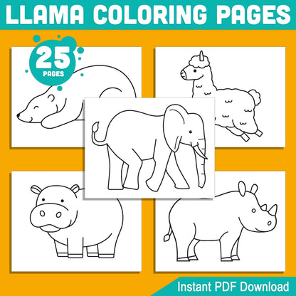 25 Simple Zoo Animal Coloring Pages for Kids – Perfect for Preschool & Kindergarten, Fun, Creative Activity, Easy-to-Print PDF, Instant Download