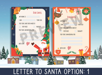 Wishful Wonder: Fillable & Blank Christmas Letter to Santa for Festive Dreams, Instant Download