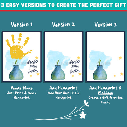 Mother's Day Handprint Flower Craft – Mother’s Day Handprint Craft for Kids, Bloom Handprint Art with Flower Pot and Vase, Keepsake Gift from Kids for Mom Grandma