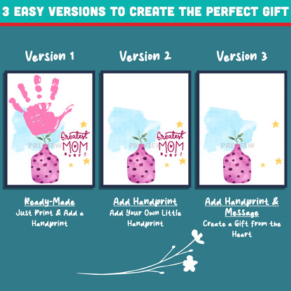 Mother’s Day Handprint Craft for Kids – Bloom Flower Pot Art, Printable Keepsake Gift from Kids, Classroom Craft for Mom, Nana, Grandma, 20 Templates