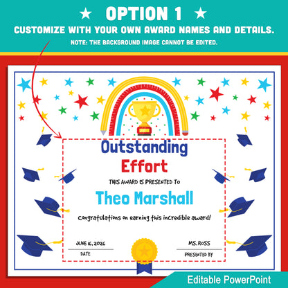Student Recognition Certificates – End of Year Awards, Editable Class Superlatives with 2 Customizable PowerPoint Options, Instant Download