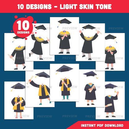 Graduation Ceremony Templates, Kids Graduation Photo Craft, Add Your Own Face Graduation Craft Activity, Classroom Bulletin Board, Coloring Version Included
