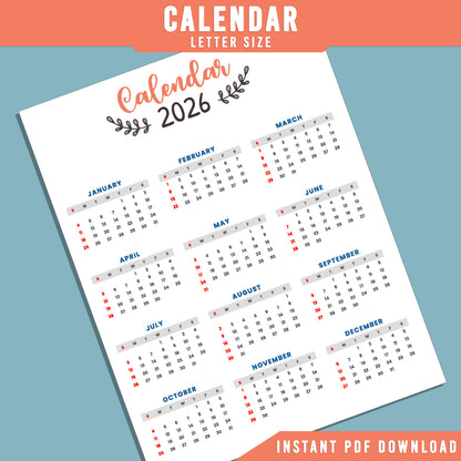 2026 Kids Printable Planner: Fun Goal Tracker, Calendar, To-Do List, Daily/Weekly/Monthly Pages for Boys & Girls, Habit Tracker, PDF Instant Download.