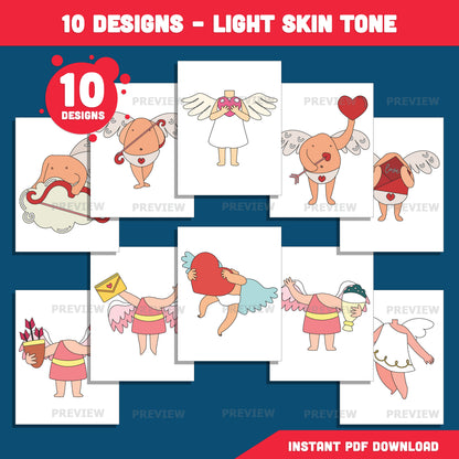 Cupid Body Templates Add Your Face – Valentine Crafts, Valentine’s Day Body Templates, Coloring Version Included, PDF & PNG