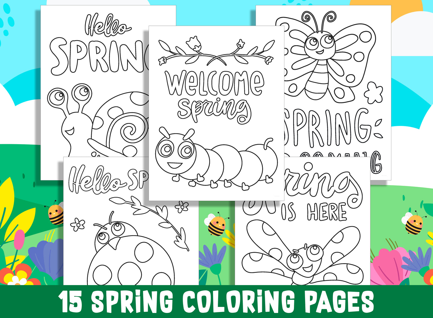 Springtime Wonders: Creative Coloring Pages for Preschool and Kindergarten, PDF File, Instant Download