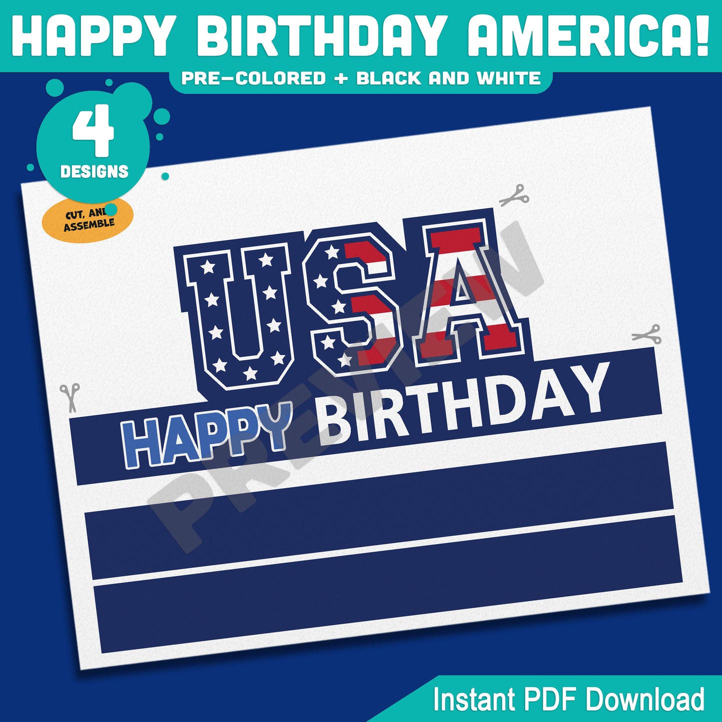 Happy Birthday America! 4th of July Hat, Headband & Crown Craft, Printable Patriotic Dress Up Activity for Kids