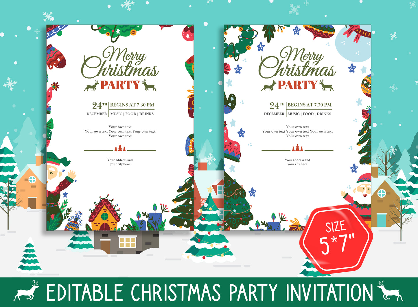 Jingle & Mingle: Class Christmas Party Invitations - Double the Designs, Double the Festive Fun! Available in 2 Sizes (8.5"x11" and 5"x7")