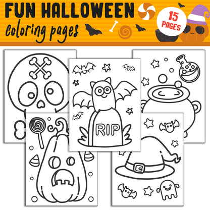 Fun and Simple Halloween Coloring Pages: 15 High-Resolution Holiday Designs, Instant PDF Download