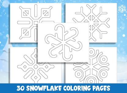 30 Printable Snowflake Coloring Pages for Preschool and Kindergarten, PDF File, Instant Download