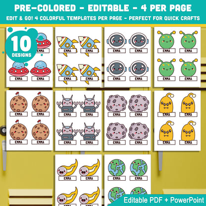 Space Themed Cubby Name Tags & Editable Locker Labels – 40 Printable Pages, PDF + PowerPoint, Back to School, Instant Download