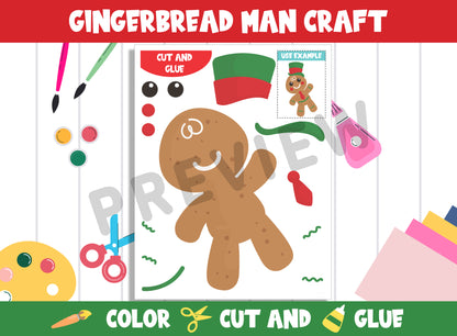 Whimsical Gingerbread Man Craft Kit: Printable Templates for Creative Fun (PreK to 2nd Grade), PDF File, Instant Download