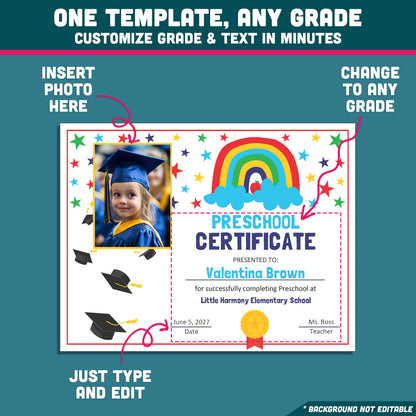 Editable Certificate Templates, Printable Awards for Any Grade, PDF and PowerPoint, Photo and No-Photo Styles