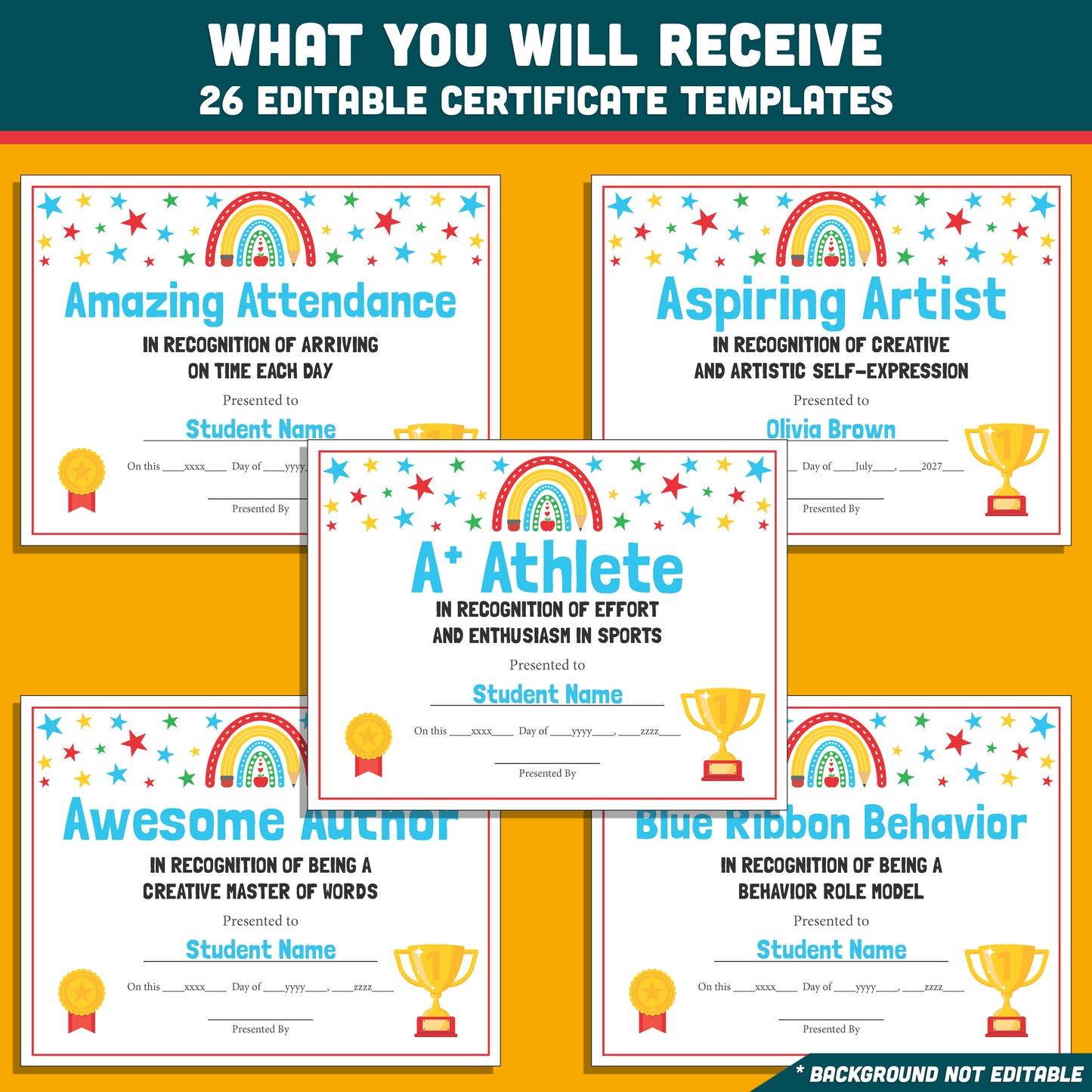 End of Year Awards Funny, Editable Certificates, 26 Printable Classroom Honors, Student Recognition Set, Lighthearted Celebration Resource