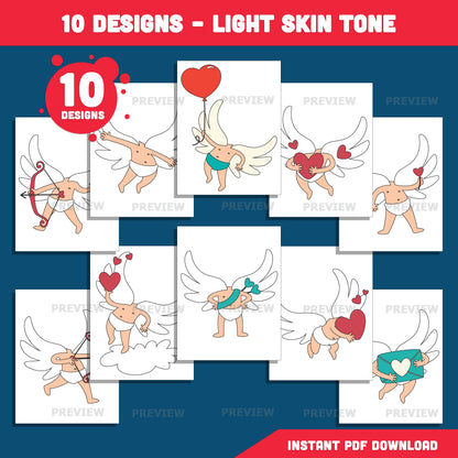 Cupid Body Clipart – Valentine Add Your Own Face Craft for Kids, Valentine Classroom & Party Activities, High-Res PDF PNG