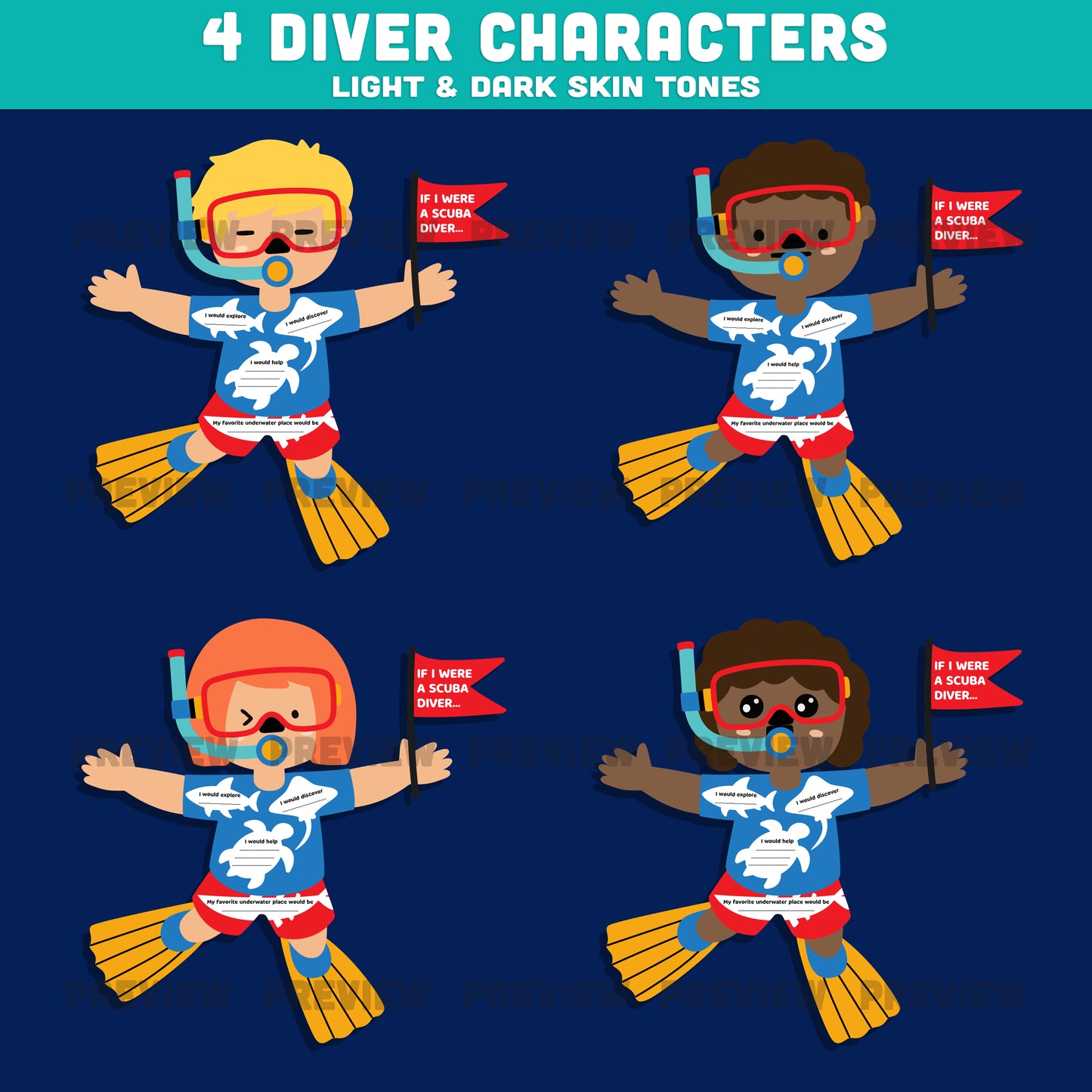 Ocean Writing Craft, Scuba Diver Writing Craft, If I Were a Scuba Diver Activity, Snorkeling Themed Literacy Project, Printable PDF Set
