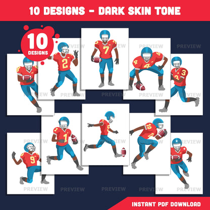 American Football Player Add Your Own Face Craft, Football Player Body Templates, Sports Photo Insert Activity, 10 Designs, Coloring Version Included