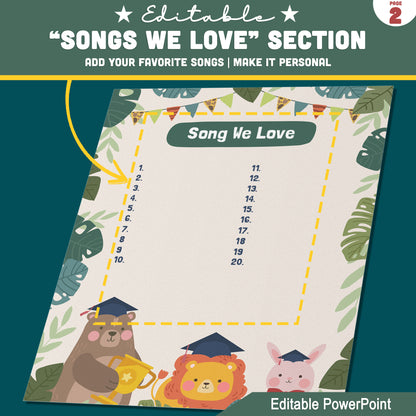 Editable Jungle Graduation Invitation, Printable Safari Theme Invite Set, 4 Page Editable PowerPoint Template, 8.5x11 for Graduation Ceremony Day