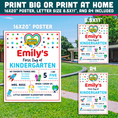 First & Last Day of School Sign Printable, Editable Back to School Poster, Classroom Photo Board, School Memory Keepsake