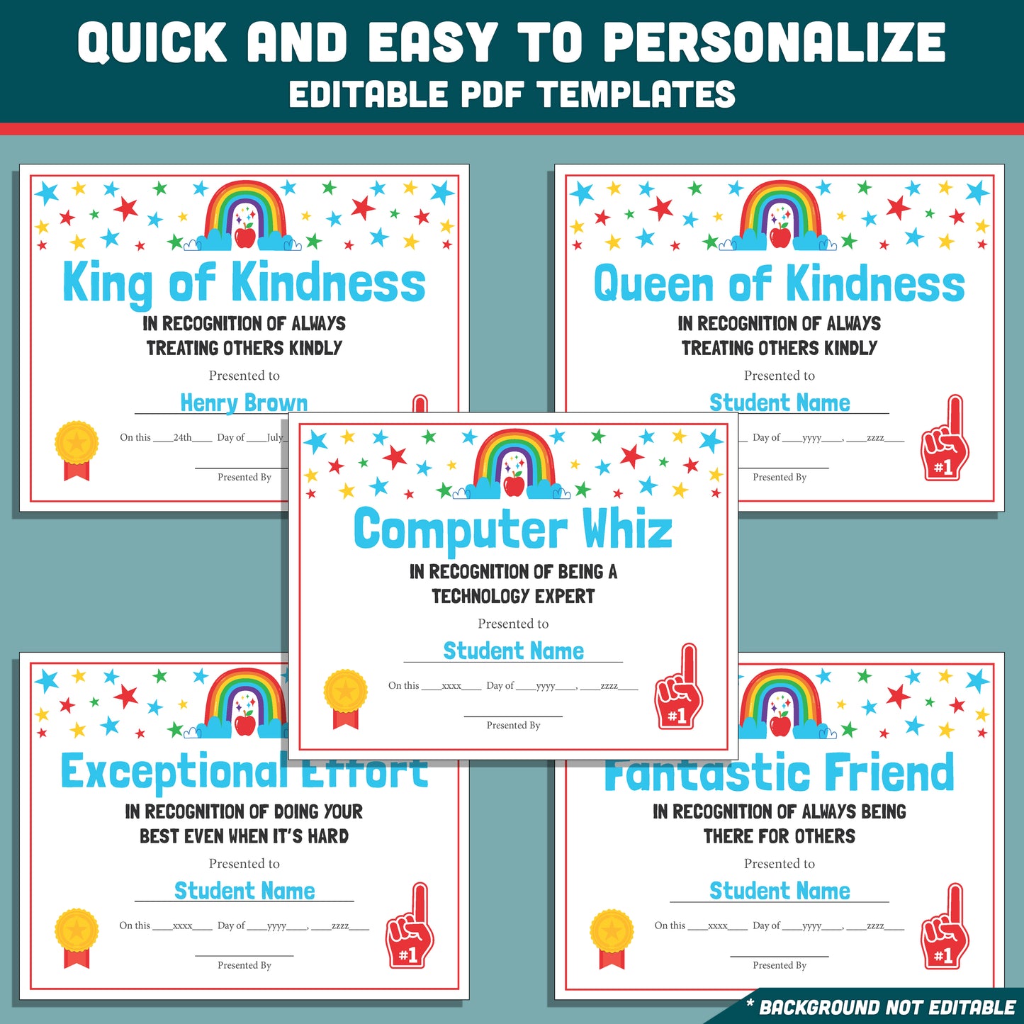Preschool End of the Year Awards, Editable Recognition Certificates, 26 Printable Student Honors, Low Prep Classroom Celebration Materials