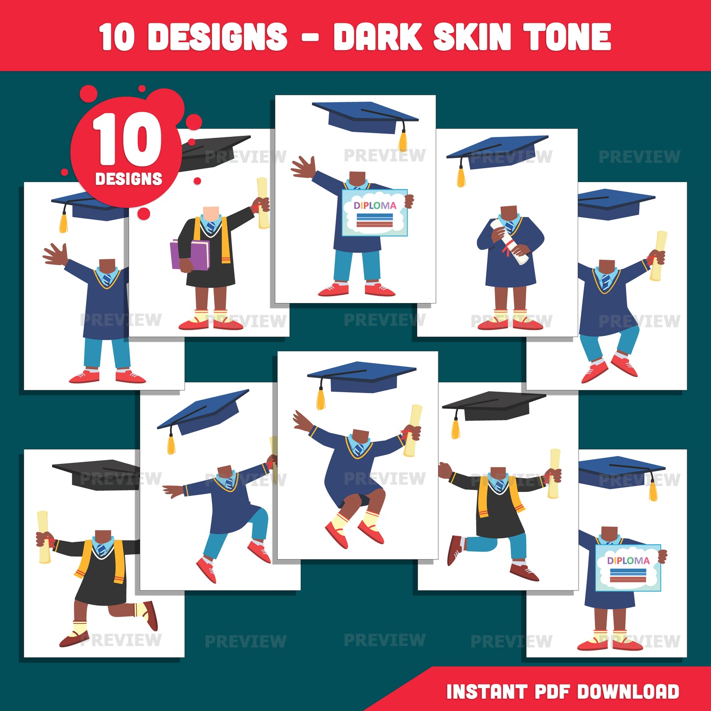 Add Your Own Face Graduation Craft, Graduation Body Templates for Kids, Fun Photo Insert Activity, Coloring Version Included, Printable Set