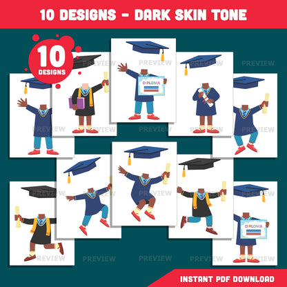 Add Your Own Face Graduation Craft, Graduation Body Templates for Kids, Fun Photo Insert Activity, Coloring Version Included, Printable Set