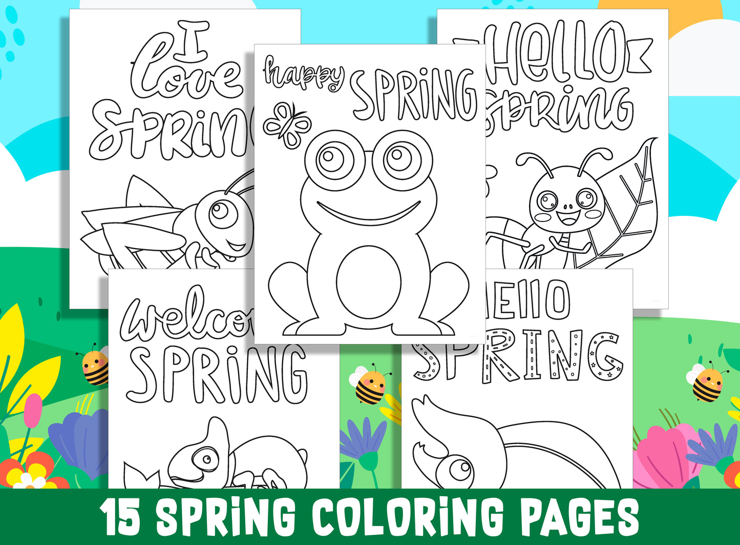 Springtime Wonders: Creative Coloring Pages for Preschool and Kindergarten, PDF File, Instant Download