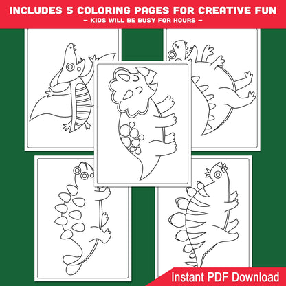 Dinosaur Directed Drawings for Kids, Easy Drawing Guide Worksheets with Triceratops Pterodactyl Tyrannosaurus Ankylosaurus Stegosaurus and Coloring Pages