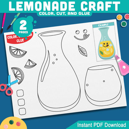 Lemonade Craft, Lemonade Day Activity, Sunny Season Printable, Refreshing Drink Creation, Coastal Learning Resource