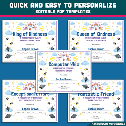 Student Recognition Awards, Personalized Achievement Certificates, 26 Customizable Classroom Honors, PowerPoint, Printable