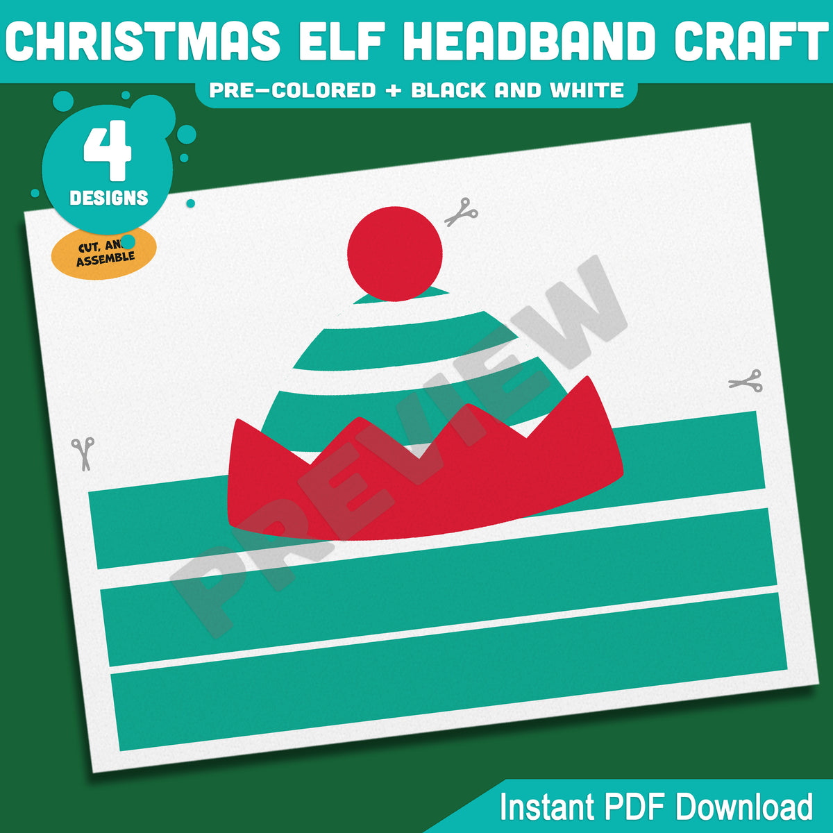 Christmas Elf Headband Craft, Wearable Paper Crown for Children