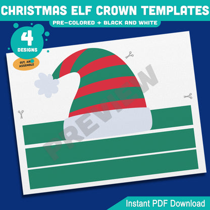 Christmas Elf Crown Templates, Wearable Holiday Headpiece for Children