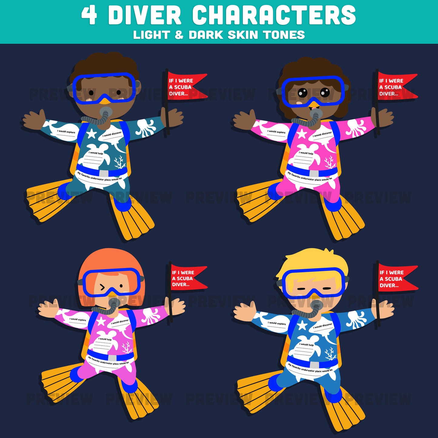 Scuba Diver Craft and Writing Prompts, If I Were a Scuba Diver, Snorkeling Discovery Lesson, Marine Literacy Craft for Kids