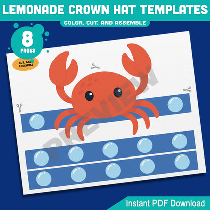 Under the Sea Crown Templates – 8 Fun Printable Headbands in Pre-Colored + Black & White for Preschool and Kids’ Ocean Crafts, PDF Download