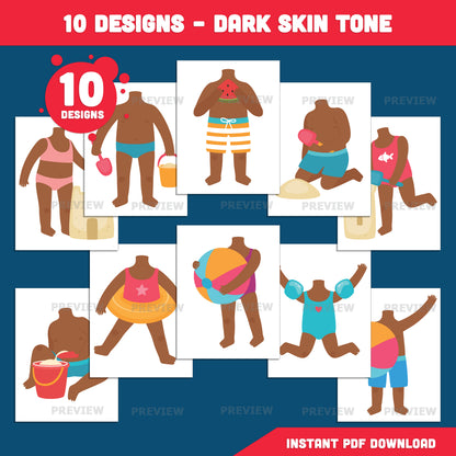 Add Your Own Face Beach Craft for Kids, Summer Cut and Paste Activity, Beach Photo Templates, Bulletin Board Display Craft, Coloring Included