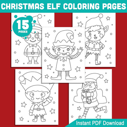 15 Fun and Easy Christmas Elf Coloring Pages for Kids – Perfect Holiday Activity for Preschool & Kindergarten, Printable PDF Instant Download