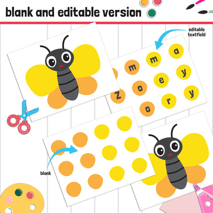 Butterfly Name Craft Activity: Back to School Bulletin Board, 40 Pages, 5 Designs, Blank & Editable, Color and Black-and-White Versions